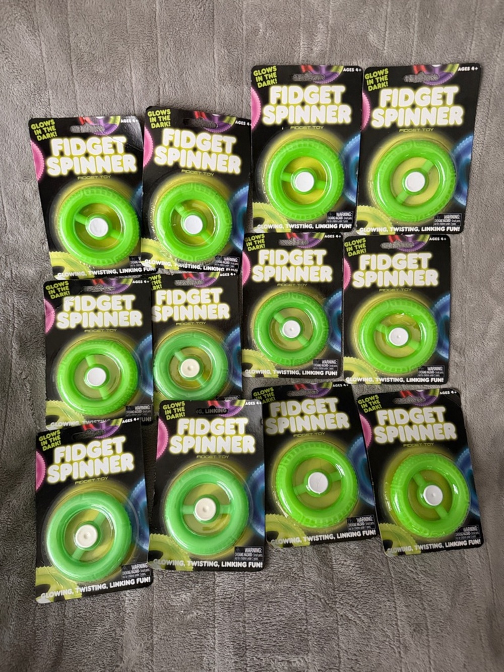 Bundle of 12 Glow In The Dark Fidget Spinners